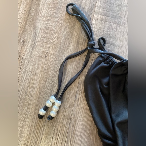 Dippin’ Daisys Bikini Bottom Small Black Beaded Side Tie - Picture 5 of 5